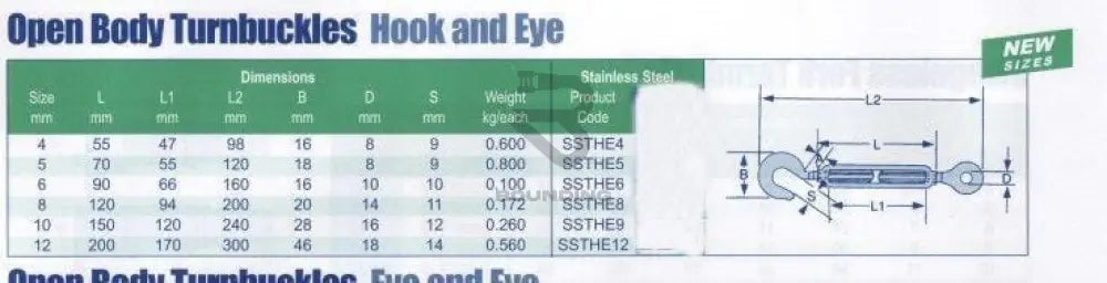 Hook To Eye Turnbuckle Open Body (Stainless Steel) Business Office & Industrial:fasteners