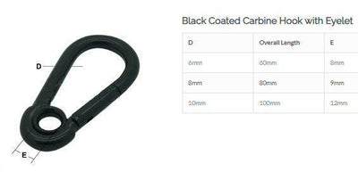 Black Coated Carbine Hooks (Various Sizes)