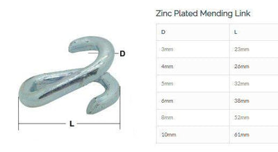Mending Link For Chain (Zinc Plated Various Sizes)