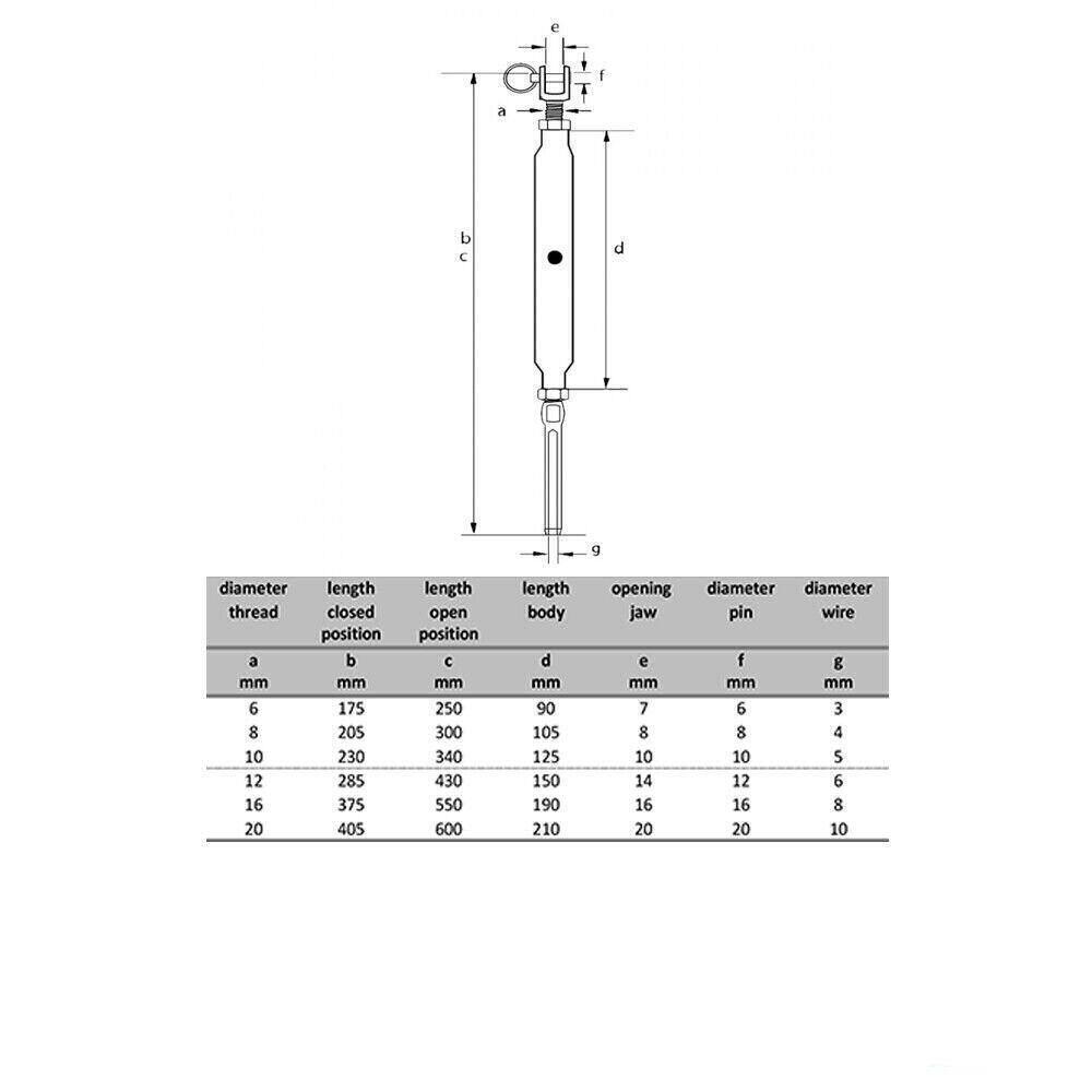 Stainless Steel Rigging Screw Jaw & Swage Terminal (Various Sizes)