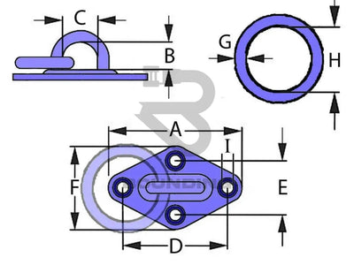 Stainless Steel Diamond Eye Plate With Ring (Various Sizes) Vehicle Parts & Accessories:boats