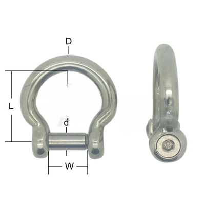 Stainless Steel Hexagon Bow Shackle 316 (Various Sizes)