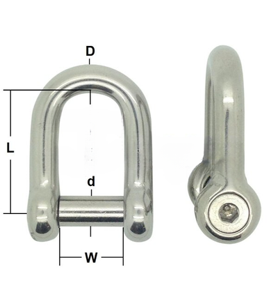 Stainless Steel Hexagon Dee Shackle 316 (Various Sizes)